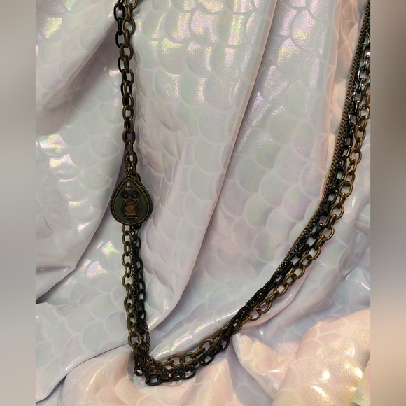 Owl Pendant Multistrand Chainlink Costume Necklace Modern - Picture 2 of 12